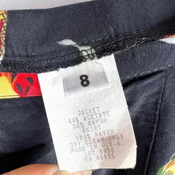 Vintage Flower & Butterfly Print A-Line Mini Skirt XS - Picture 8 of 9